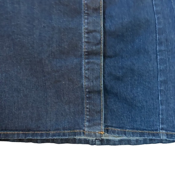 Loft Outlet Dark Wash Denim Skirt w/ Hidden Buttons Placket - Picture 2 of 10